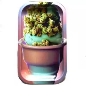 Wooden rolling tray featuring colorful ice cream and cannabis bud design with raised edges for herb preparation, novelty hardwood tray.