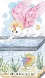 Caticorn Tarot major arcana card with adorable caticorn character illustration