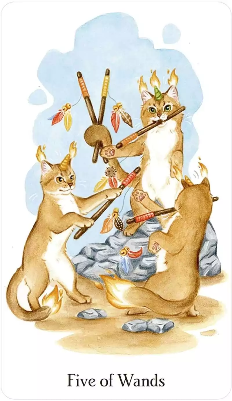 Caticorn Tarot card with pastel magical cat and unicorn themed artwork