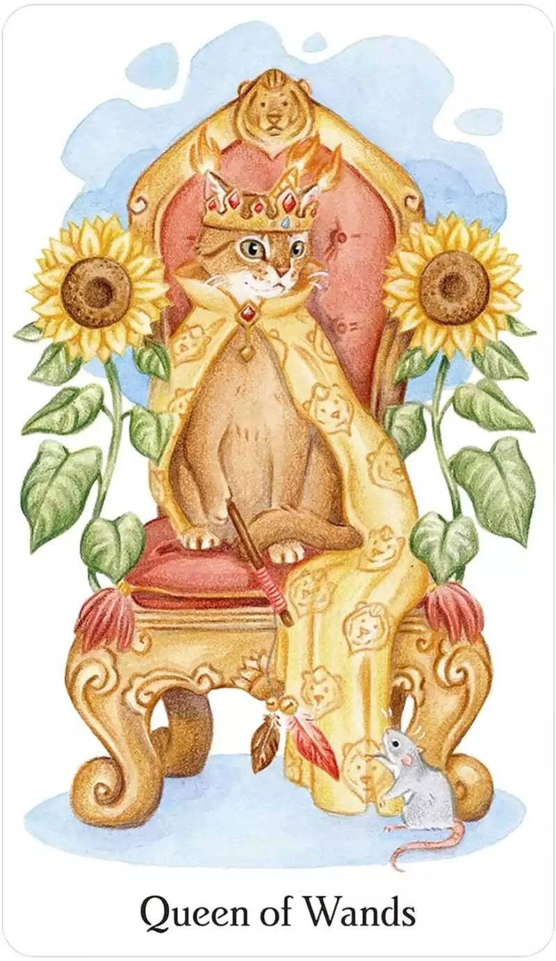 Caticorn Tarot minor arcana card showing cute whimsical cat in tarot scene