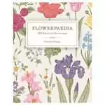 Flowerpaedia book cover by Cheralyn Darcey featuring a colorful floral illustration surrounded by various flowers, guide to 1000 flowers and their symbolic meanings.