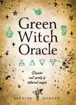 Green Witch Oracle_cover_HR - Dimo Green Witch Oracle guidebook cover in bold typography showing the title alongside botanical illustration, companion book for the oracle deck.