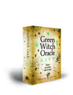 Green witch-3D-box Green Witch Oracle box set featuring the deck and full-color guidebook with mystical symbols and botanical imagery on the box cover.