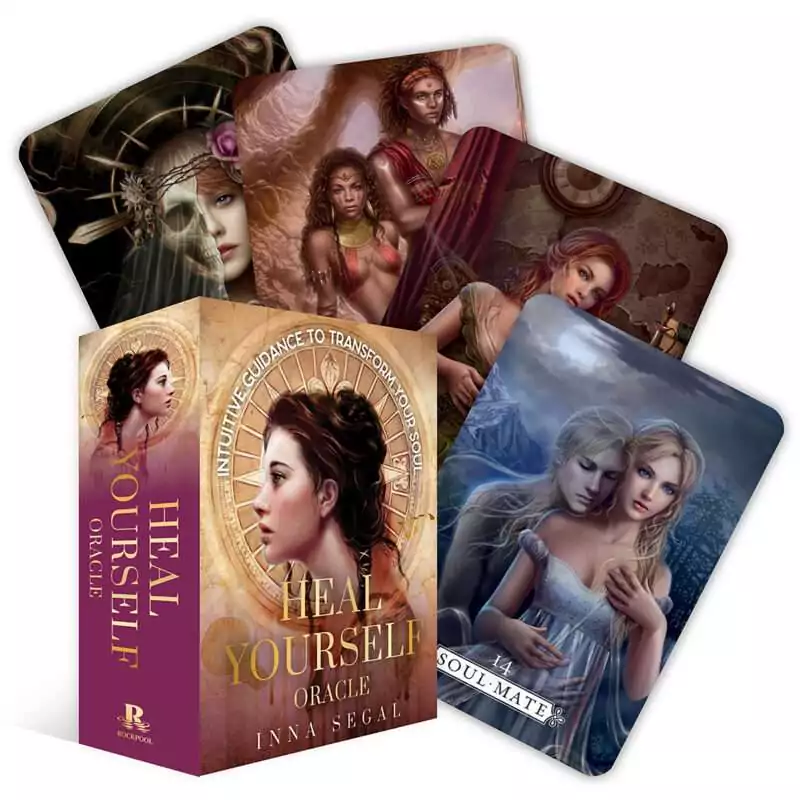 Heal-Yourself-oracle-by-Inna-Segal-DHEAYOU Heal Yourself Oracle Cards by Inna Segal showing self-healing deck with colorful wellness-focused card imagery and guidebook