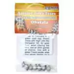 Job's Tears amulet showing seven consecrated seeds in a packet or small pouch used for wish-granting and luck work