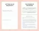 Manifestation-Cards-GuidebookDMANCARG_Z_3 Manifestation Cards guidebook two-page spread featuring sections on Letting Go of Negativity — journaling prompts for intention-setting practice.