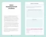 Manifestation-Cards-GuidebookDMANCARG_Z_5 Manifestation Cards guided journal layout with daily practice sections for recording intentions, goals, and manifestation progress.