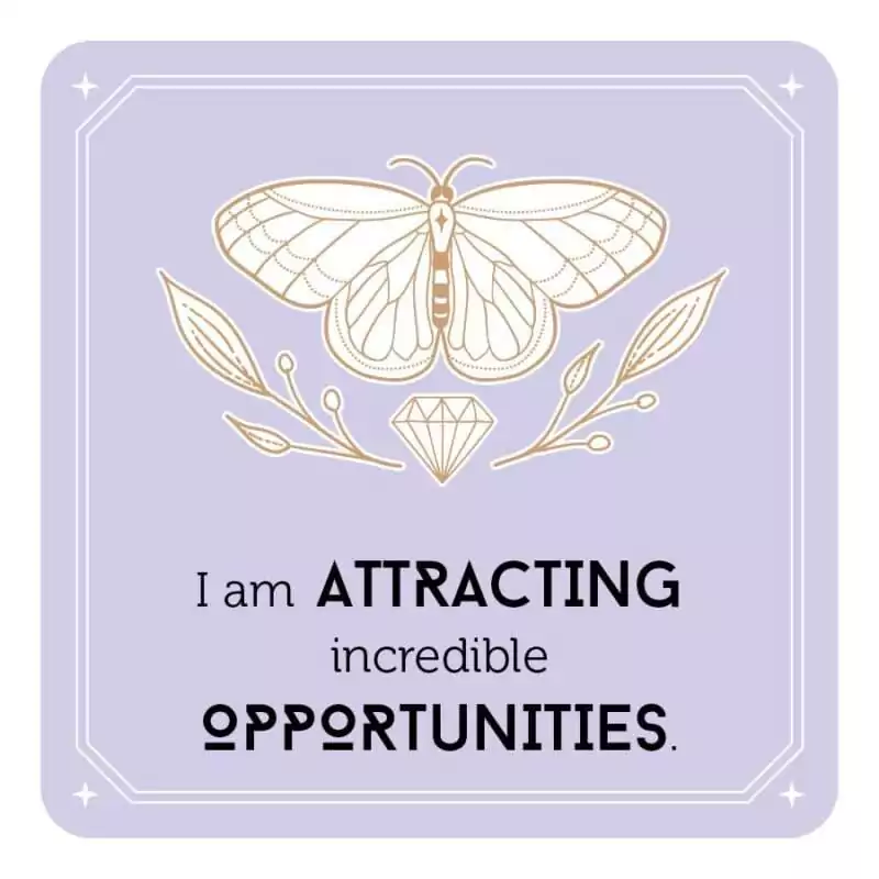 Decorative Manifestation Cards illustration featuring a moth and leaf motif — symbolic imagery for transformation and spiritual growth.