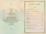 Mythos Tarot_Internals_Sample- Mythos Tarot guidebook table of contents page listing Introduction, How to Use the Cards, and themed sections on a soft pastel background.