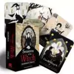 Seasons of the Witch Samhain Oracle box set with cards fanned out showing rich autumnal and ancestral imagery, Anderson and Diaz 44-card Samhain oracle deck.