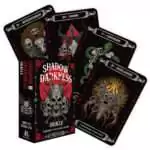 Shadow of Darkness oracle deck box and cards showing dark, otherworldly illustrations designed for shadow work and inner exploration, 44-card Sirian Shadow deck.