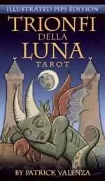 Trionfi-Della-Luna-by-Patrick-Valenza-DTRIDELL_Z_1 Trionfi Della Luna tarot card featuring a fantastical surrealist creature in colorful imaginative illustration, Patrick Valenza tarot deck artwork.