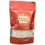 Red packaging of Bhimseni camphor chunks featuring traditional Indian decorative label for spiritual cleansing and aromatherapy