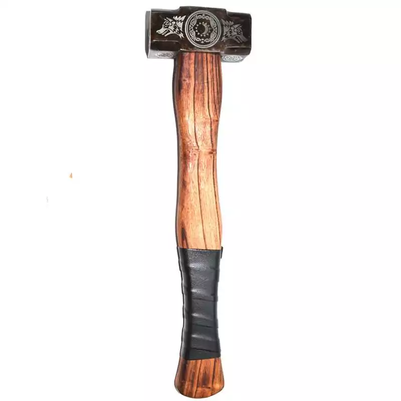 18quot-Viking-hammer-RH726 Mjolnir Thor hammer replica 18 inches — ornamental Norse ritual altar hammer with runic detailing on display background.