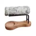 3-in-1-Sage-incense-burner-candle-holder-IBTLB01_Z_2 3-in-1 wooden incense and candle burner shown from above displaying the candle socket and incense ports in warm wood grain.