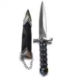 Medieval ritual athame 9.5 inch — ceremonial double-edged Wiccan dagger with ornate hilt displayed on dark background.