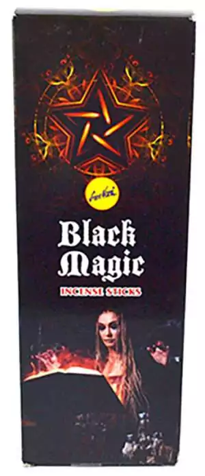 Black Magic Sree Vani incense sticks box of 6 — dark resin smoke blend with black magic label on light background.