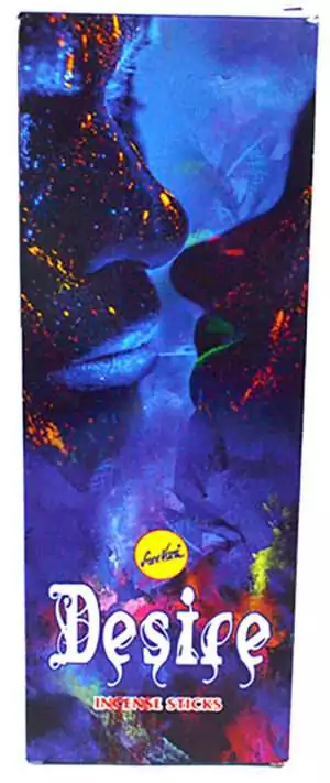 Desire Sree Vani incense sticks box of 6 — magnetic attraction passion blend devotional incense with Desire label on light background.