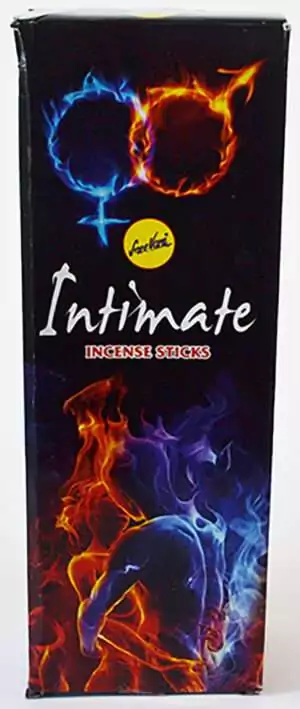 Intimate Sree Vani incense sticks box of 6 — romantic sensual blend devotional incense with intimate label on light background.