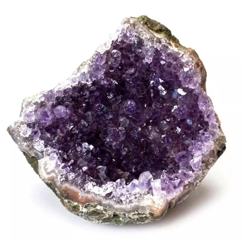1.0-Amethyst-geode-GGAME_Z_1 Natural amethyst geode weighing approximately 1 pound — deep purple sparkling crystal cluster showing geological formation and natural color variation.