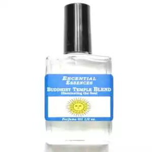 Buddhist Temple Escential Essences fragrance oil Β½ oz roll-on by Auric Blends β glass bottle with temple-themed label on white background.