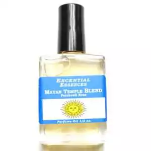 Mayan Temple Escential Essences fragrance oil ½ oz roll-on by Auric Blends — glass bottle with ancient temple-themed label on white background.