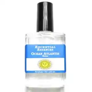 Ocean Atlantis Escential Essences fragrance oil ½ oz roll-on by Auric Blends — glass bottle with deep ocean blue label on white background.