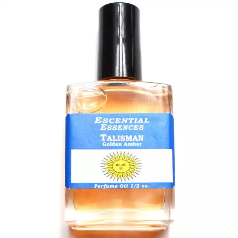 Talisman Escential Essences fragrance oil ½ oz roll-on by Auric Blends — glass bottle with mystical talisman label on white background.