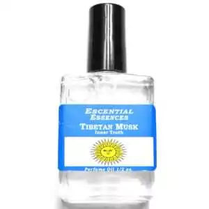 Tibetan Musk Escential Essences perfume oil ½ oz roll-on by Auric Blends — glass bottle with earthy-toned label on white background.