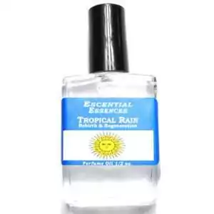 Tropical Rain Escential Essences fragrance oil ½ oz roll-on by Auric Blends — compact glass bottle with tropical label on white background.