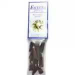 Frangipani Escential Essences incense cones 16-pack by Auric Blends — tropical white flower sacred packaging on white background.