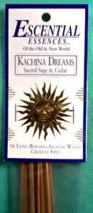 Kachina Dreams Escential Essences incense sticks 16-pack by Auric Blends — southwestern spirit-vision packaging on white background.