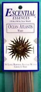 Ocean Atlantis Escential Essences incense sticks 16-pack by Auric Blends — deep ocean blue packaging on white background.