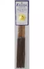 Orange Blossom Escential Essences incense sticks 16-pack by Auric Blends — bright citrus floral packaging on white background.