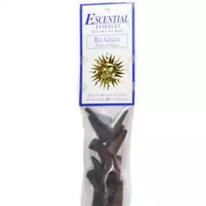 Red Ginger Escential Essences incense cones 16-pack by Auric Blends — spicy fire element packaging on white background.