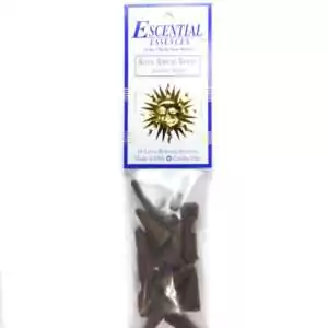 Royal African Violet Escential Essences incense cones 16-pack by Auric Blends — delicate violet floral packaging on white background.