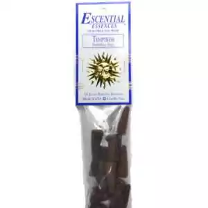 Temptress Escential Essences incense cones 16-pack by Auric Blends — seductive dark packaging on white background.
