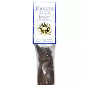 Tranquility Escential Essences incense cones 16-pack by Auric Blends — calming botanical packaging on white background.