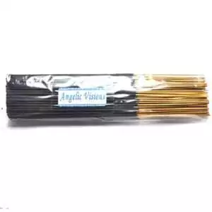 Angelic Vision Escential Essences incense sticks bulk 95-pack by Auric Blends — large quantity ethereal packaging on white background.