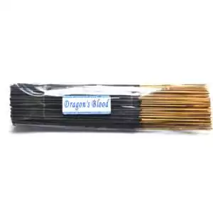 Dragon's Blood Escential Essences incense sticks bulk 95-pack by Auric Blends — large quantity dragon-themed packaging on white background.
