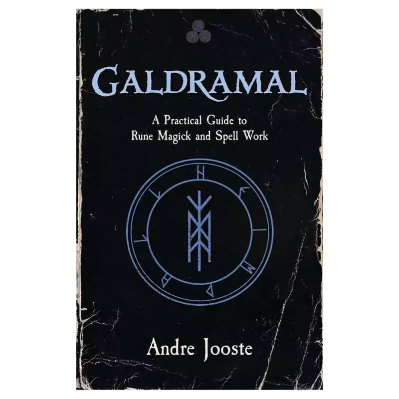 Galdramal-Practical-Guide-to-Rune-Magick-Spell-Work-by-Andre-Jooste-BGALPRA Galdramal practical guide to rune magick by Andre Jooste — paperback cover featuring Norse runic imagery and Elder Futhark runes.