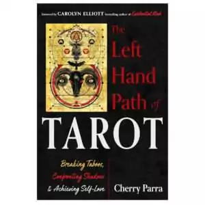 Left Hand Path of Tarot by Cherry Parra — paperback book cover showing dark adversarial tarot and shadow work themes.