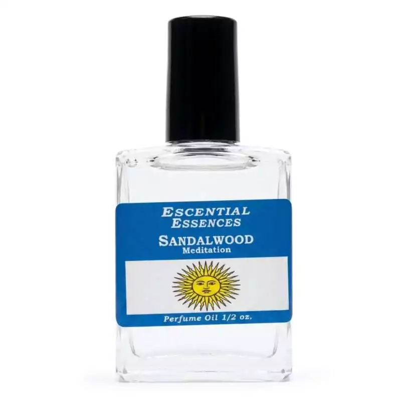 Summer Solstice Escential Essences fragrance oil ½ oz roll-on by Auric Blends — glass bottle with bright solar-themed label on white background.
