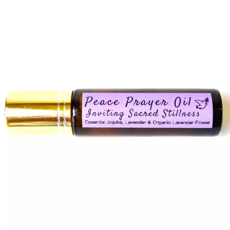 10ml-Peace-prayer-oil-O10PEA Small 10ml amber glass bottle labeled Peace Prayer Oil on a clean neutral background.