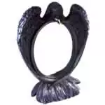 11.75 inch decorative mirror with ornate raven motif surrounding the frame, dark gothic style shown on plain background