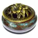 3.75-inch ceramic stick incense burner with ocean wave pattern in blue and white glaze, incense hole visible on top surface