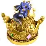Round 4.5-inch hinged resin keepsake box with dragon and crown sculpted lid, detailed hand-painted finish, shown closed on plain background