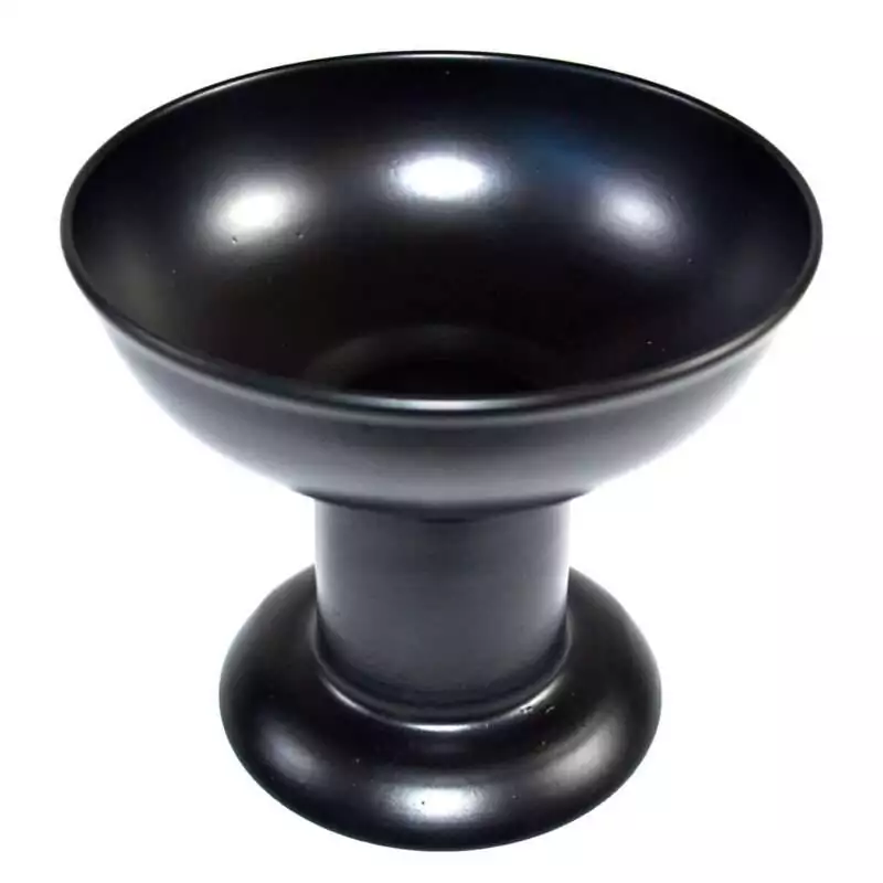 4-inch metal pedestal incense and smudge burner bowl with a decorative perforated lid or open bowl design on a small stand, shown on a white background