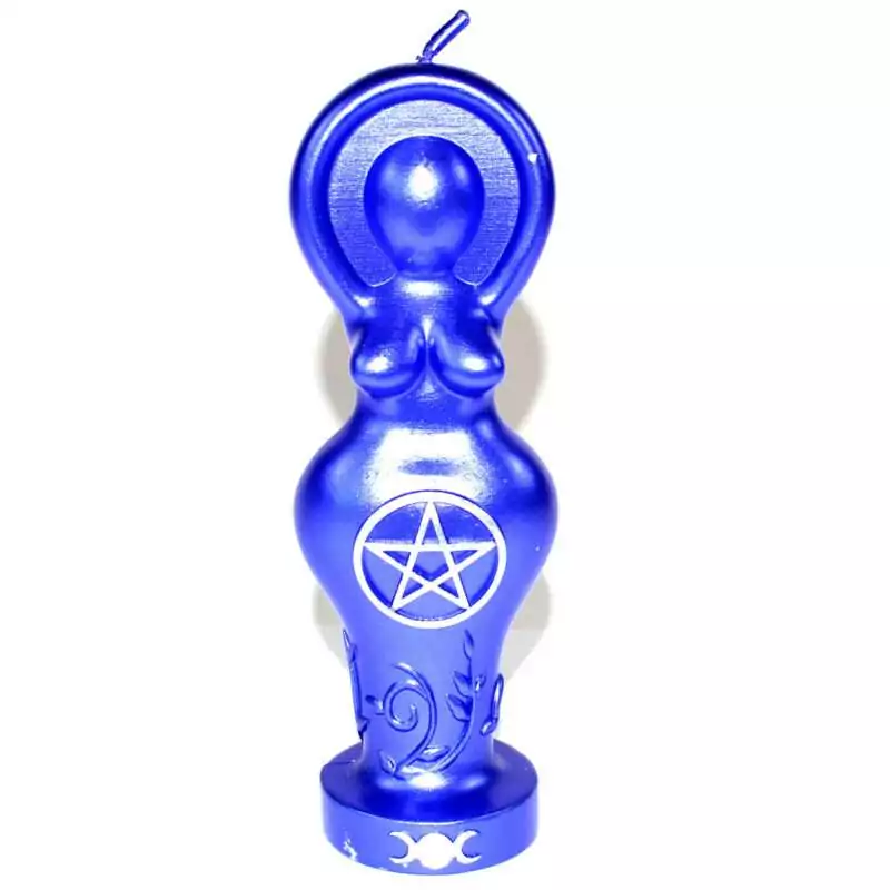 5-12quot-Purple-Goddess-candle-CGODPU A 5.5-inch purple goddess figure candle in the silhouette of a standing female form, rich violet-purple wax with smooth molded surface on a plain background