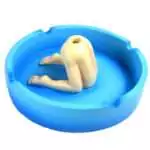 Round 5-inch resin Butt Snuffer ashtray in novelty design for incense ash and altar use, shown from above on plain background
